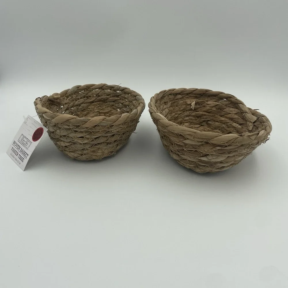 Small Catch All Trinket Baskets -Set Of‎ 2 Brown Woven Baskets- 6